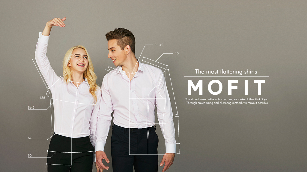 Mofit makes clothes that fit you through crowd sizing and a clustering method.
